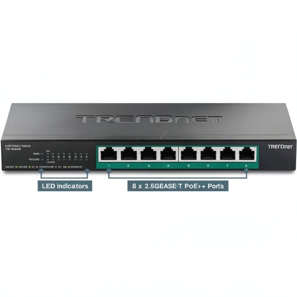 TRENDnet 8 Port 2.5G PoE++ Switch 230W Fanless Design-5
