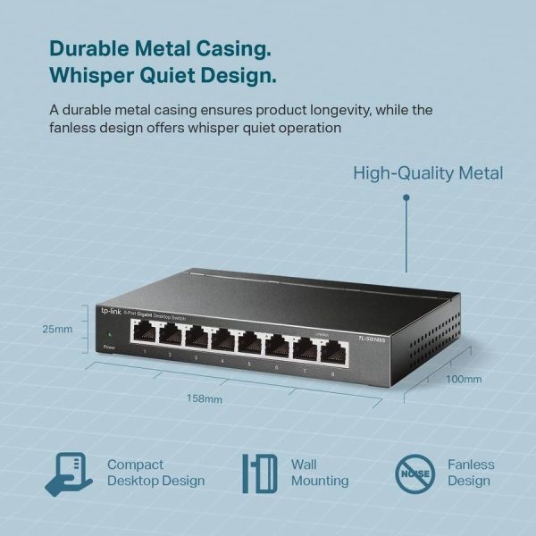 TP-Link 8-Port Gigabit Switch Desktop Metal Fanless Design-7