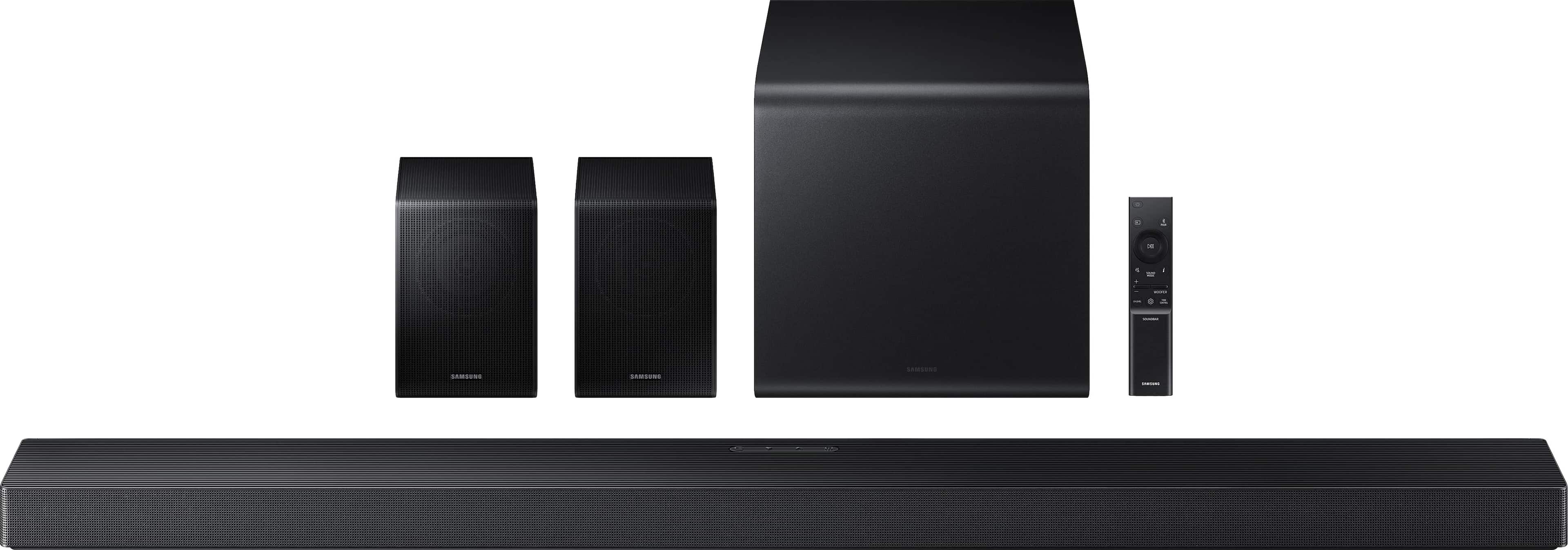 Samsung Q Series soundbar setup in a modern living room