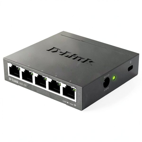 D Link 5 Port Gigabit Switch Metal Fanless Plug Play-6