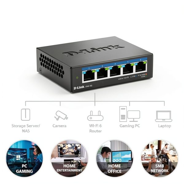 D Link 5 Port 2.5Gb Unmanaged Network Switch Fanless Plug-2