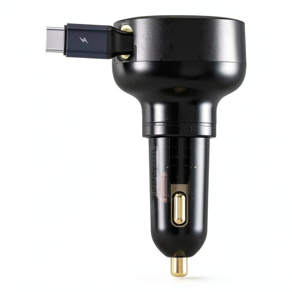 Pavo 30W Car Charger Retractable Cable Dual Port Fast-3