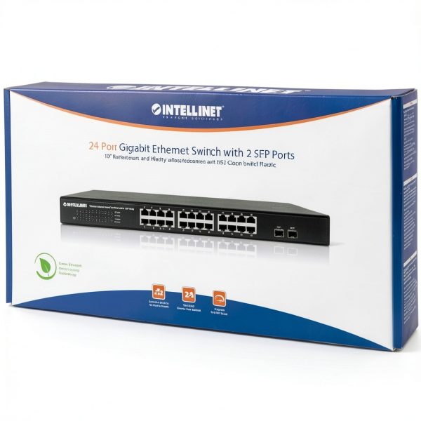 Intellinet 24 Port Gigabit Ethernet Switch SFP Rackmount-1
