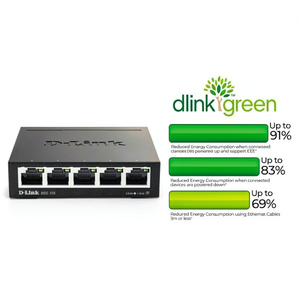 D Link 5 Port Gigabit Switch Metal Fanless Plug Play-4