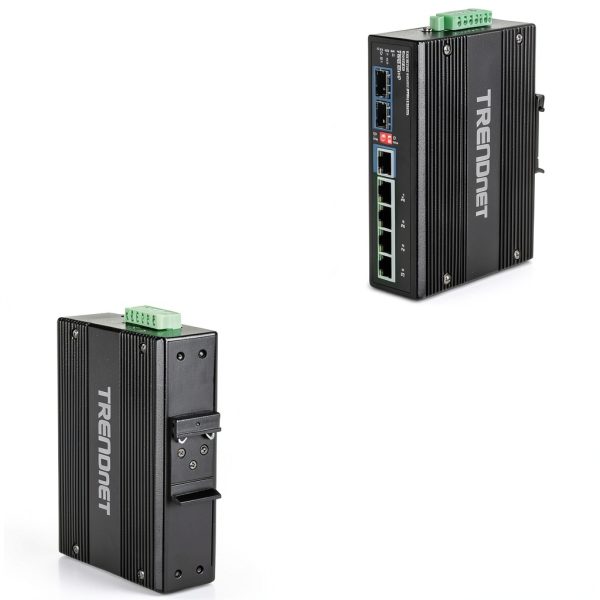 TRENDnet Industrial Gigabit PoE Switch DIN Rail IP30-6