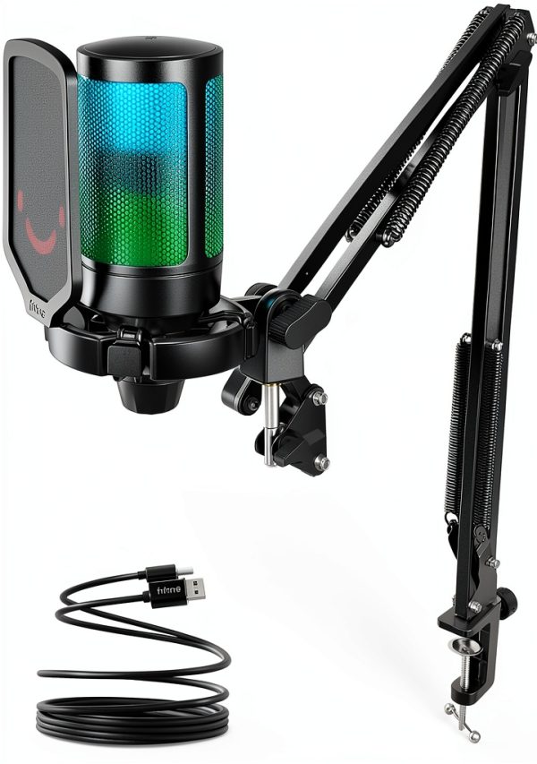FIFINE A6T RGB USB Microphone for Gaming Streaming-0