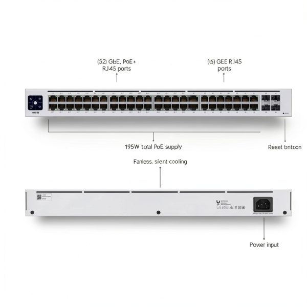 Ubiquiti 48 Port Gigabit PoE Managed Switch Gray Networking-4