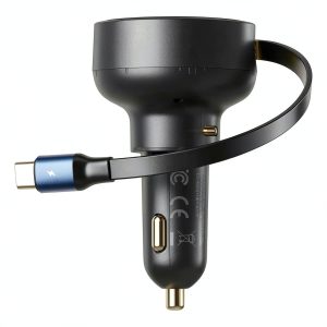 Pavo 30W Car Charger Retractable Cable Dual Port Fast-0