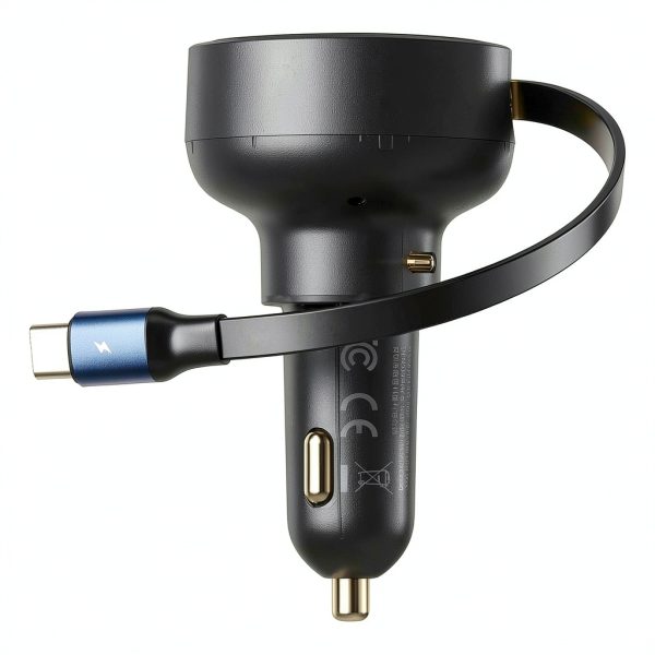 Pavo 30W Car Charger Retractable Cable Dual Port Fast-0