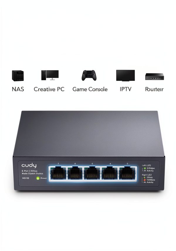 Cudy 5 Port Multi Gigabit Ethernet Switch Metal Fanless-2