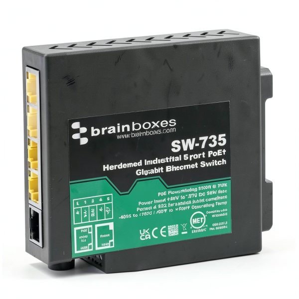 Brainboxes Industrial 5 Port PoE+ Gigabit Ethernet Switch-2