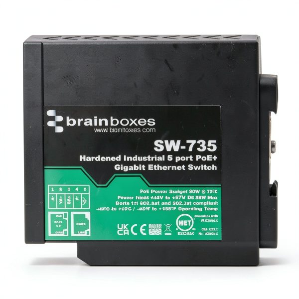 Brainboxes Industrial 5 Port PoE+ Gigabit Ethernet Switch-1