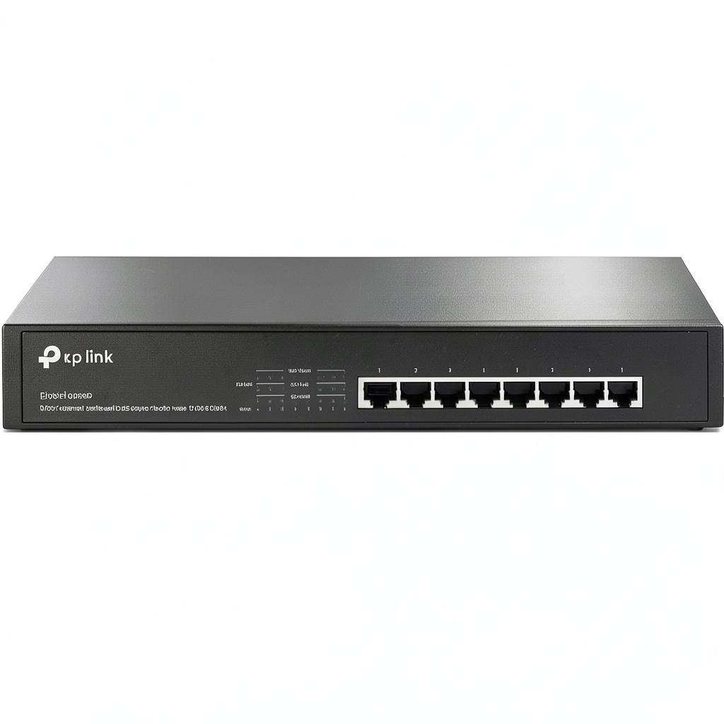 Installing TP-Link 8-Port Gigabit PoE Switch Desktop Rackmount on a wooden desk
