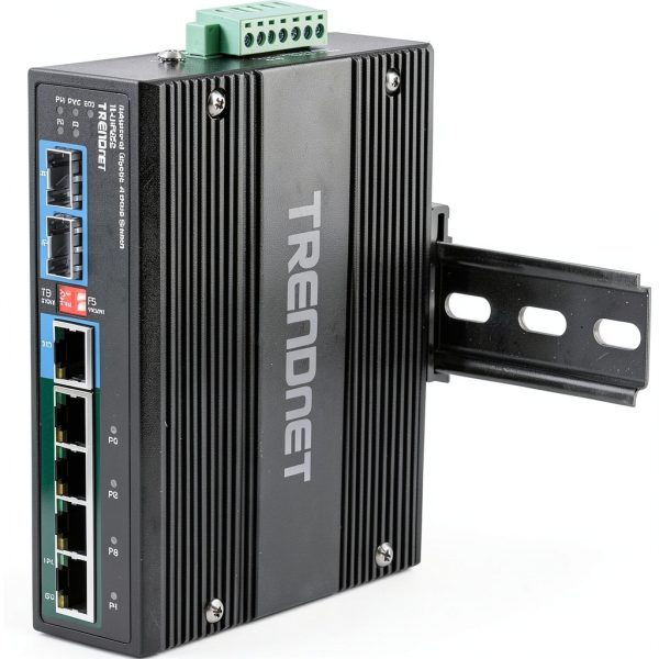 TRENDnet Industrial Gigabit PoE Switch DIN Rail IP30-3