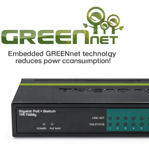 TRENDnet 8 Port Gigabit PoE Switch Metal Sturdy Plug Play-3