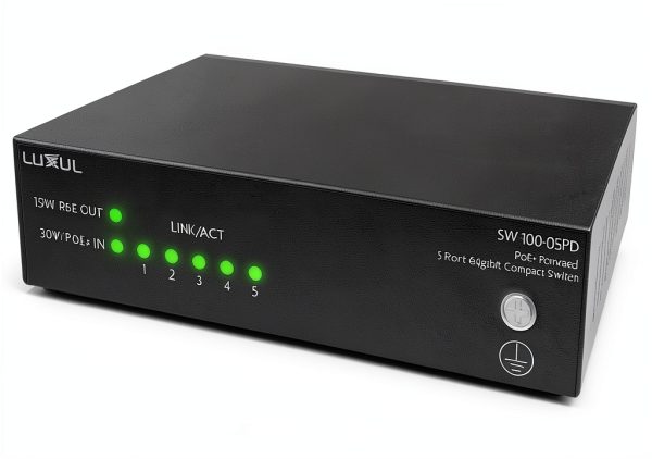 Luxul 5 Port Gb Multi Mount Switch with PD Power Black-0
