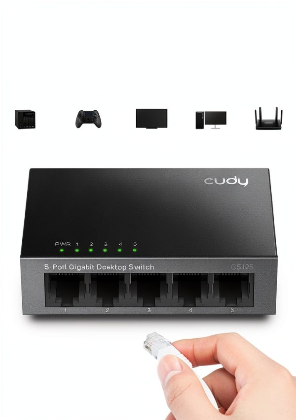 Cudy GS105 5 Port Gigabit Ethernet Switch Metal Fanless-1