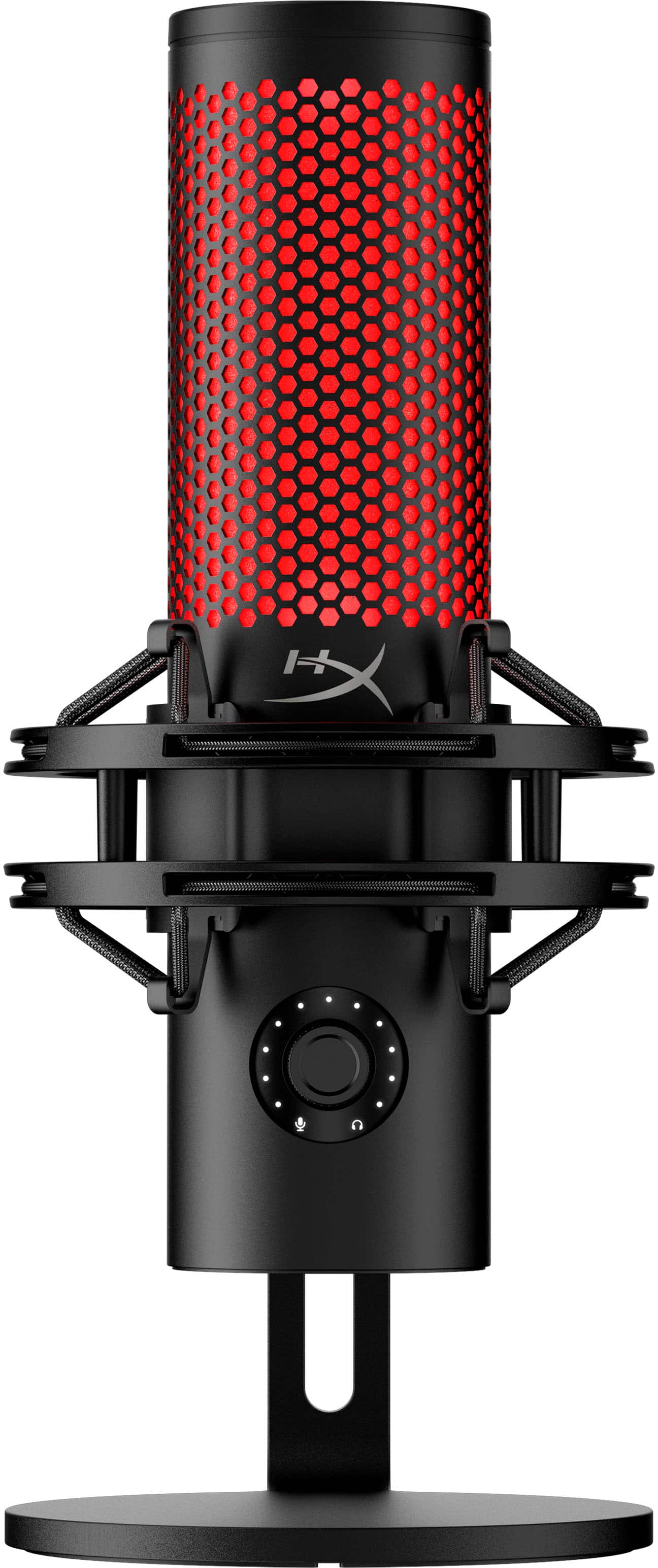 HyperX QuadCast 2 USB microphone on a streaming desk setup