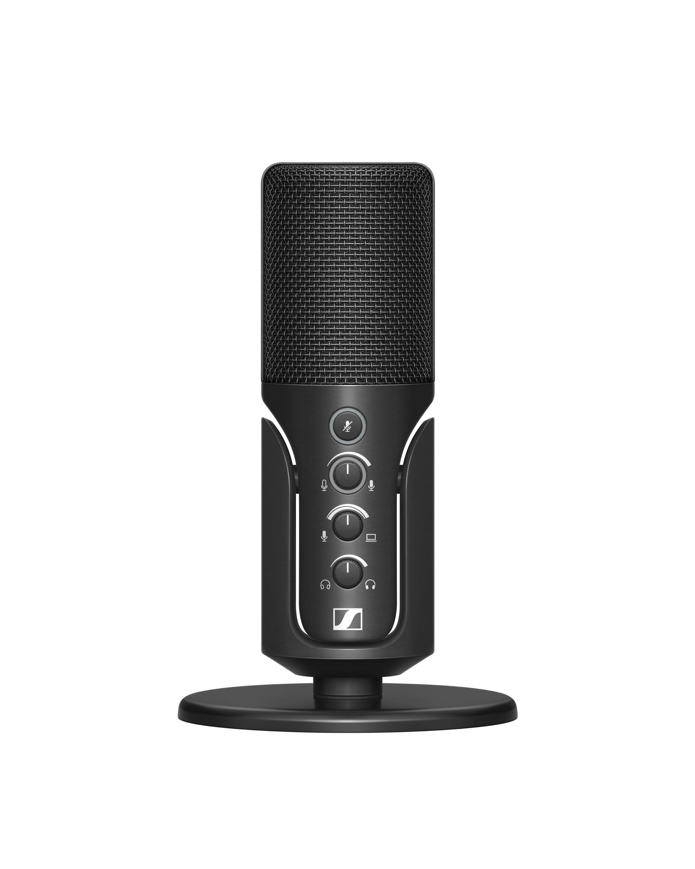 Sennheiser Profile USB microphone setup on a desk with connected devices