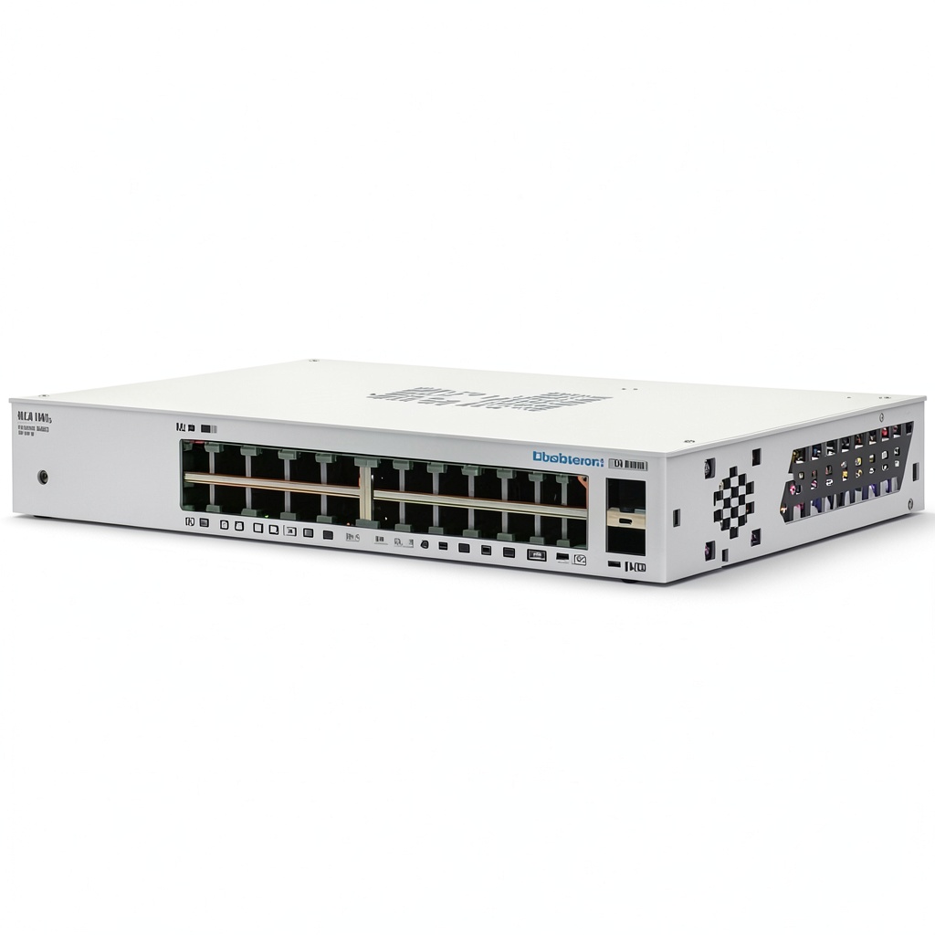 Installing Cisco 110 CBS110 24T Ethernet Switch 24 Ports SFP Slots on a wooden desk