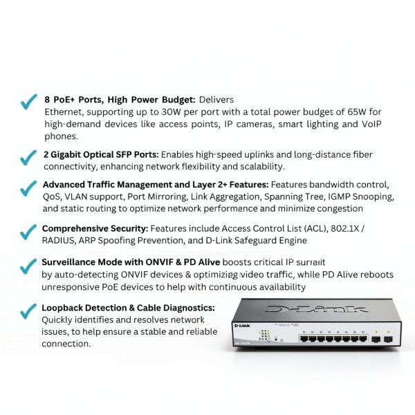 D Link 10 Port Gigabit Smart Managed PoE Switch 65W-1