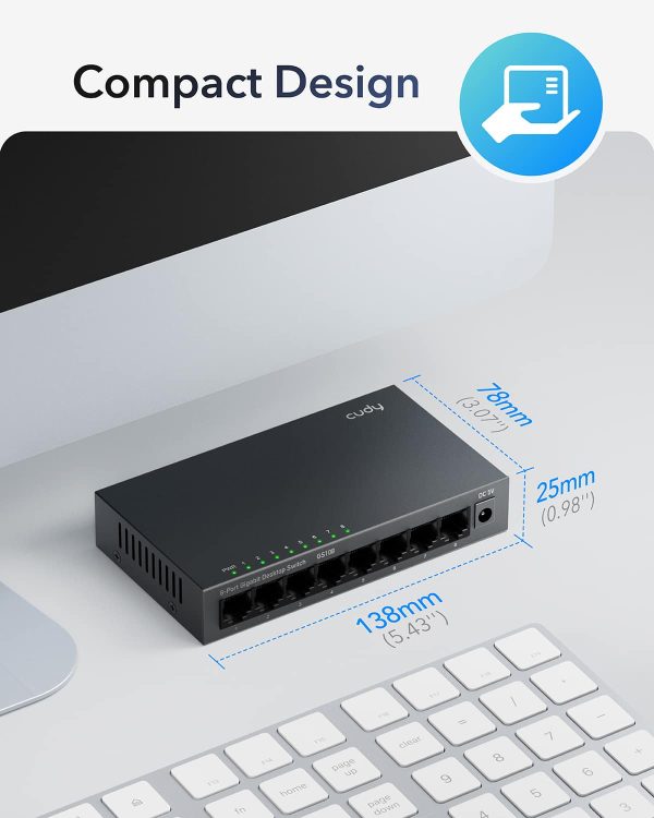Cudy GS108 8 Port Gigabit Unmanaged Network Switch Metal-8