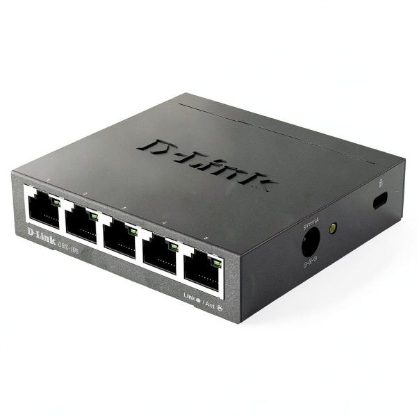D Link 5 Port Gigabit Switch Metal Fanless Plug Play-5